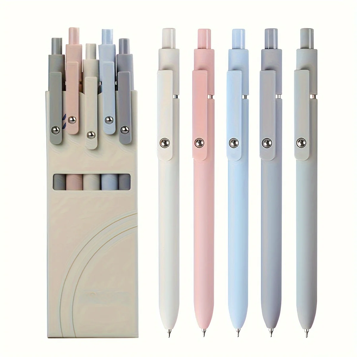 5pcs Fine Tip 0.5mm Retractable Gel Pens - Smooth Writing, Aesthetic Design in Assorted Colors - Ideal for School, Office, Diary Use & Gift
